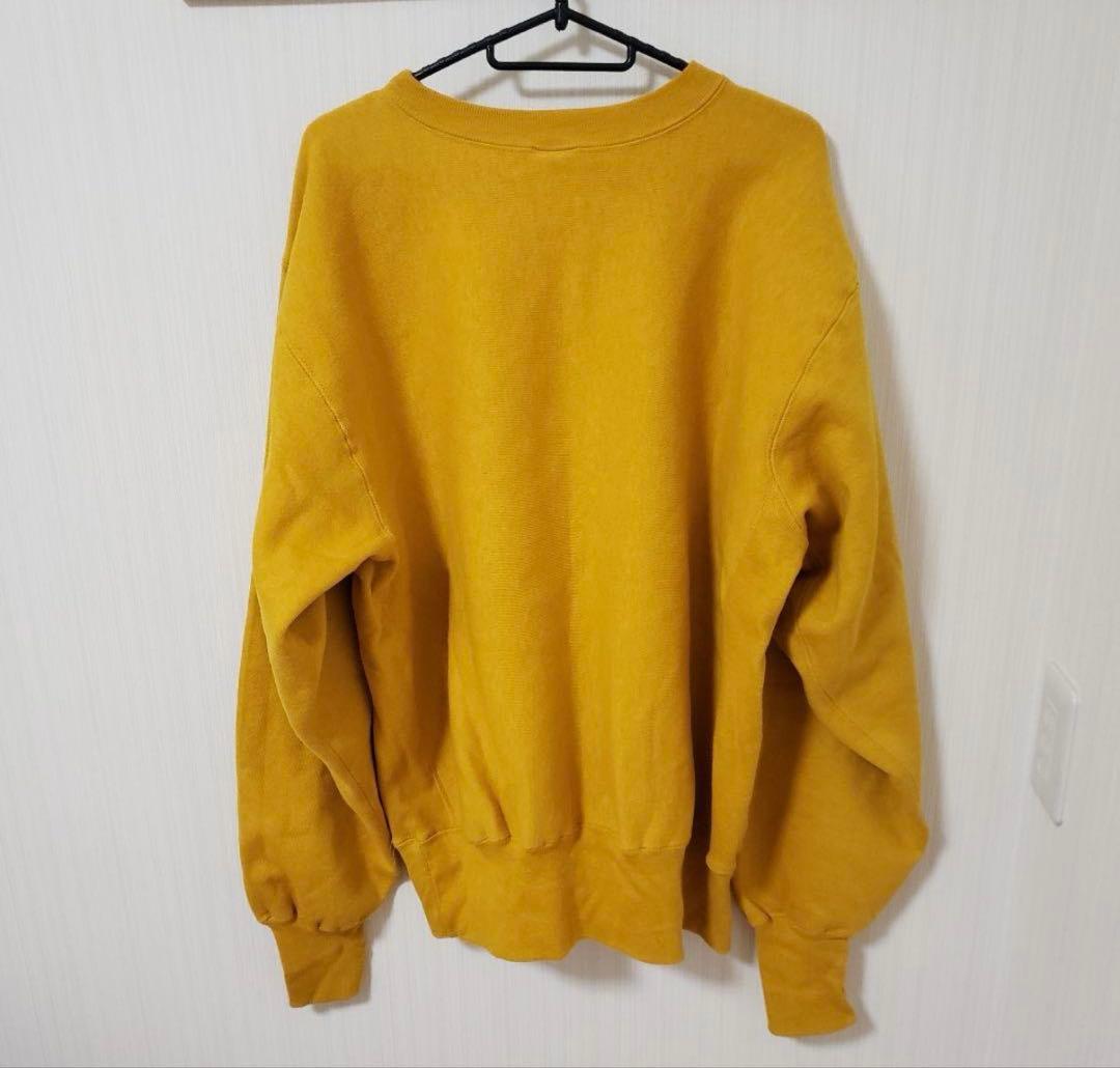 90s チャンピオン　リバースウィーブ　目無し スウェット　マスタード　タグ付