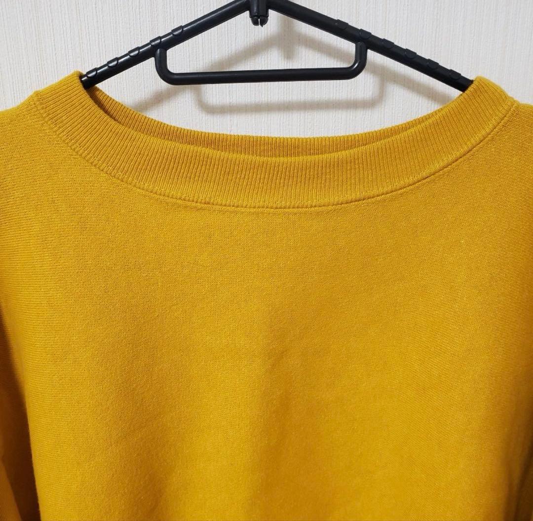 90s チャンピオン　リバースウィーブ　目無し スウェット　マスタード　タグ付