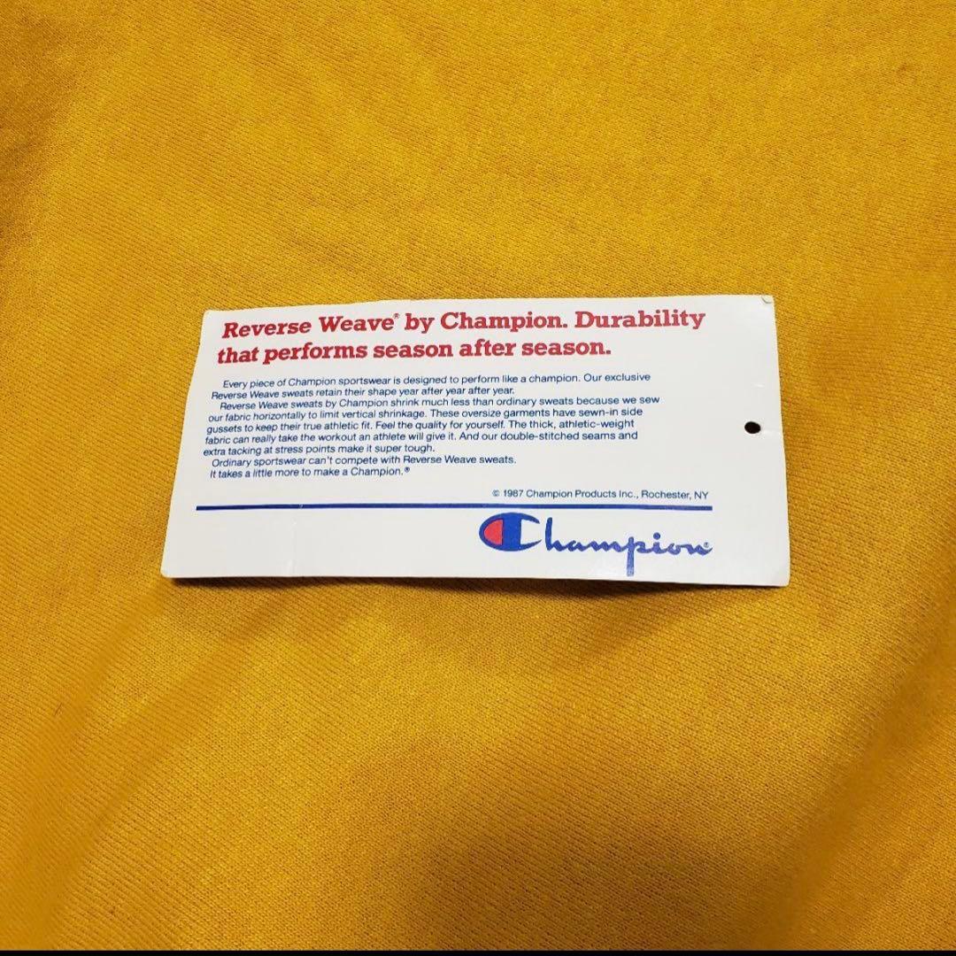 90s チャンピオン　リバースウィーブ　目無し スウェット　マスタード　タグ付