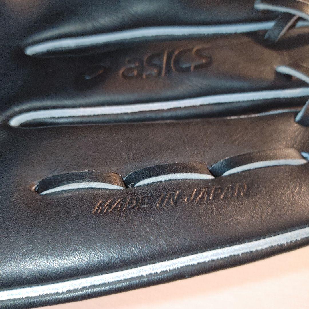 ASICS　ゴールドステージ　硬式　外野　ブラック×ブルーステッチ 湯もみ