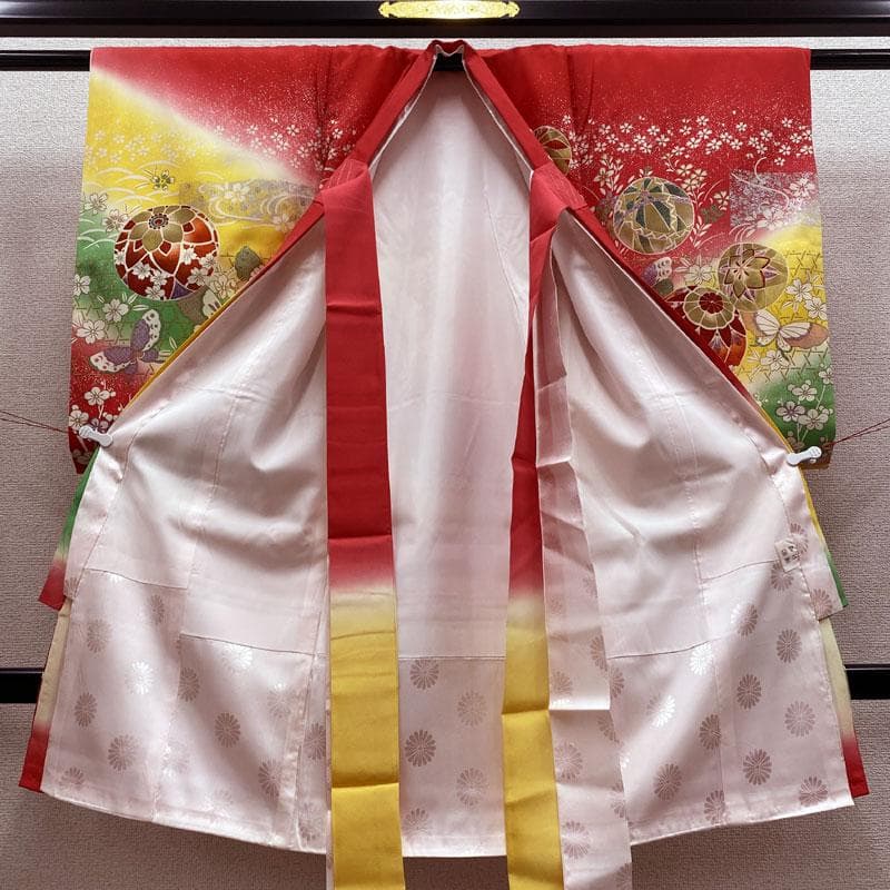 512ax12◎お宮参り 女児 祝い着 着物 産着 七五三にも 長襦袢付◎美品