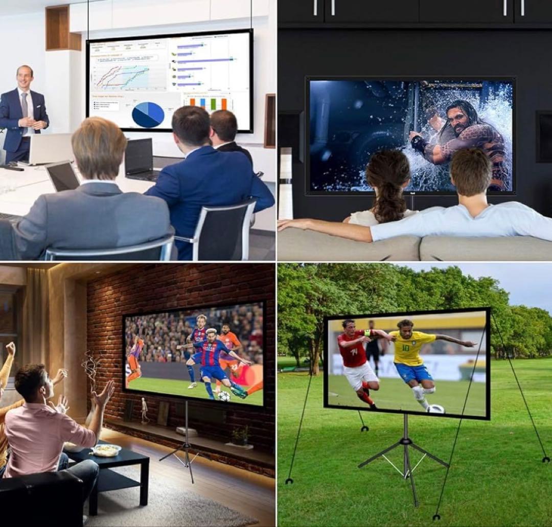 4K対応 プロジェクタースクリーン 自立式 携帯型 三脚式 70インチ