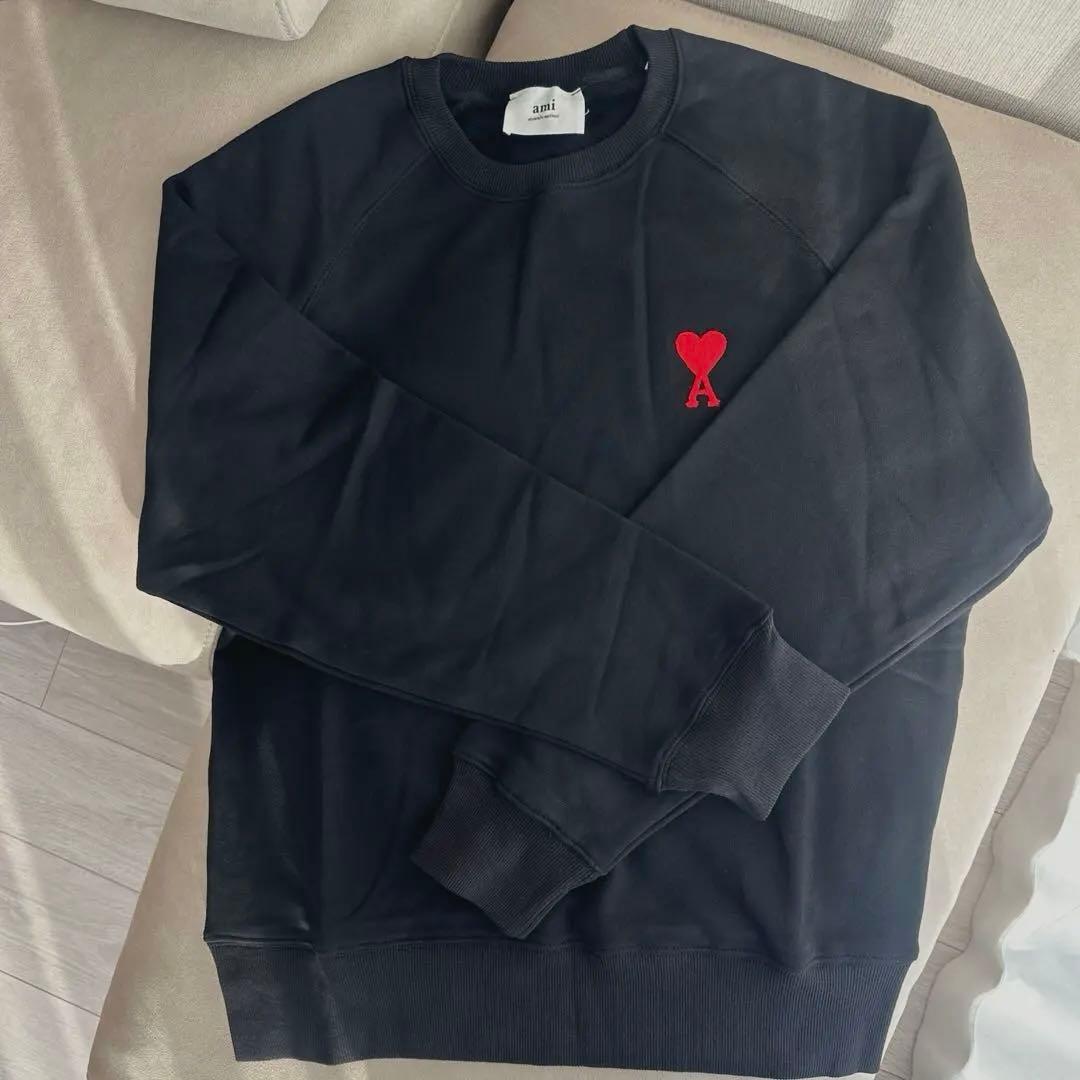【美品】AMI PARIS アミパリス ロゴトレーナー 黒 Lサイズ