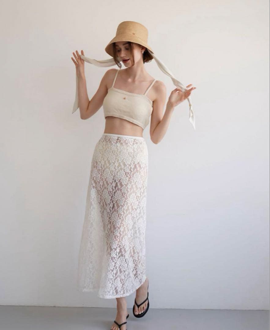 【美品】Acka. lace layered knit swimwear ML