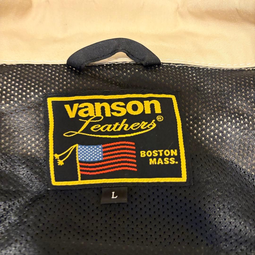 美品 VANSONコットンジャケット ベージュVS15105Sプロテクター L