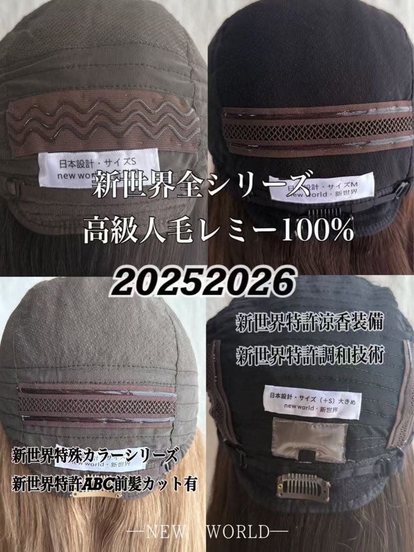 2025新世界　人毛　フルウィッグ　ウィッグ　シルクスキン　医療ウィッグ　レミー
