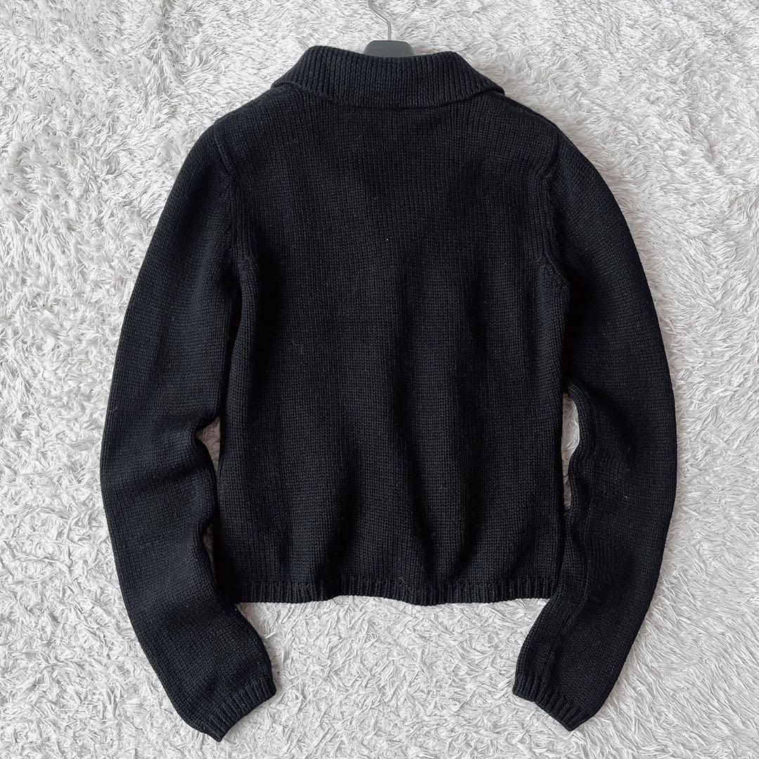 【美品】フォクシー ウール100％カーディガン ソフトブレンド 襟付き 黒