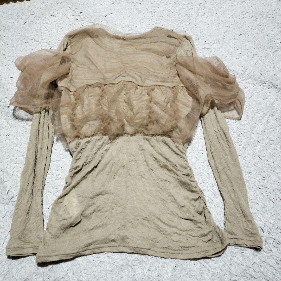 メゾンスペシャル シャーリングチュールコンビカットトップス カットソー