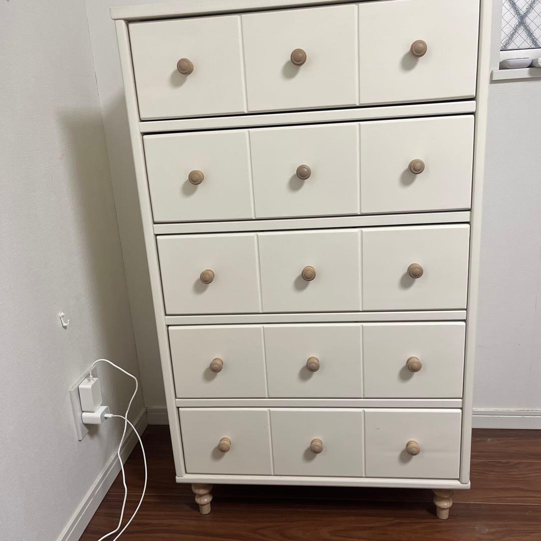 フランフラン　ホワイト5段 チェスト 現行商品