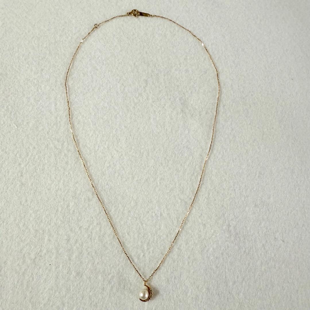 ヴァンドーム青山 K18 アコヤ パール ダイヤモンド ネックレス 三日月 真珠