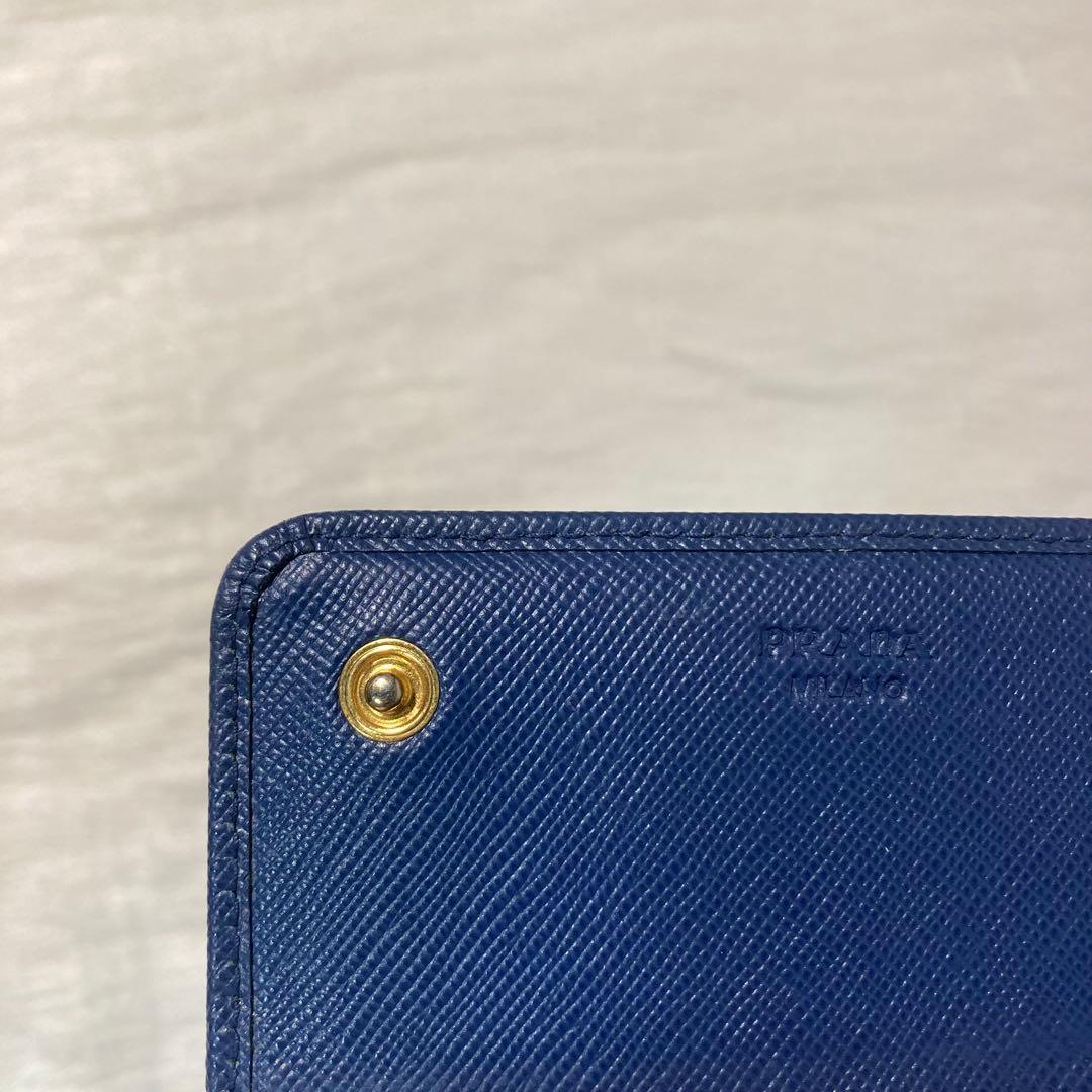新年特別セール　PRADA プラダ　長財布　折りたたみ　紺　ネイビー　レザー