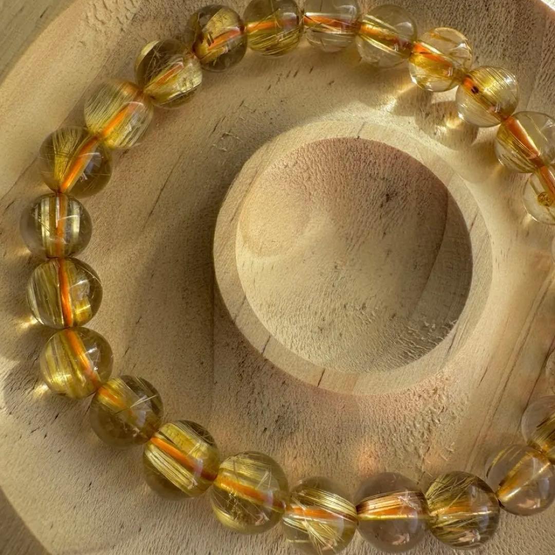 ★Mr.crow★【ルチルクォーツ】高品質 天然石 ブレスレット