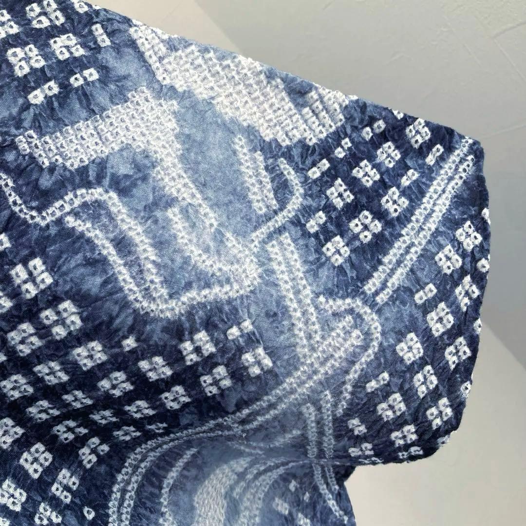 有松鳴海絞り　絞り浴衣　グレー　暈し　手縫い身丈162cm No.1-100