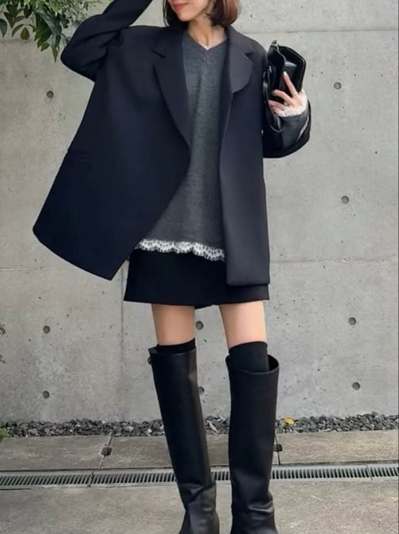 完売⭐︎Spick and SpanメルトンAラインミニスカート 黒36