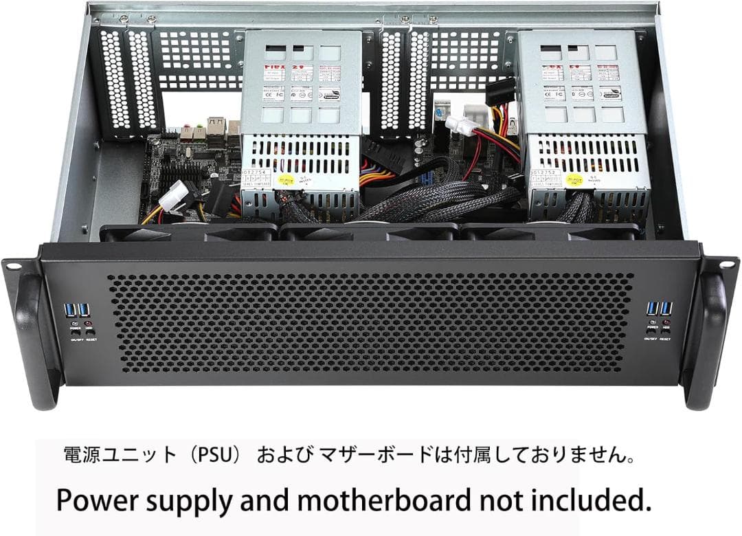 新品⭐️3U ラックマウントサーバーシャーシ ブラック 工業グレード 19インチ