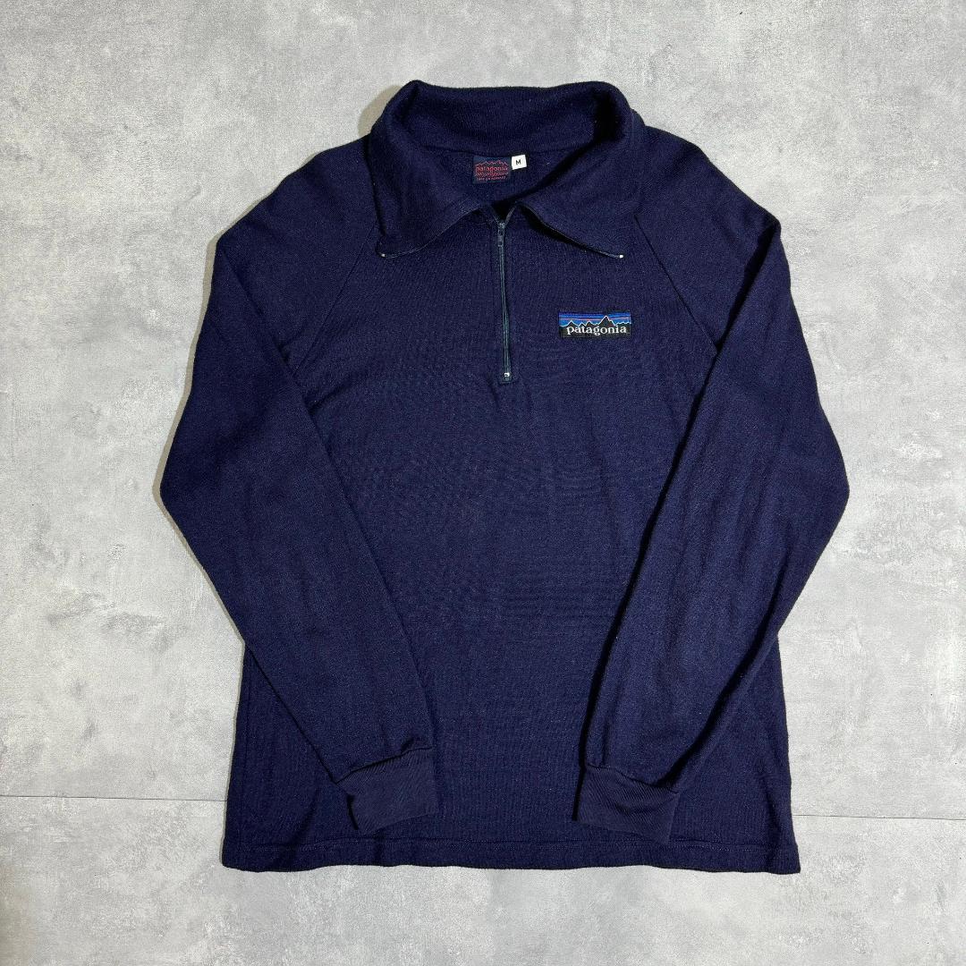80s デカタグ Patagonia パタゴニア ネイビー　パイル DM848