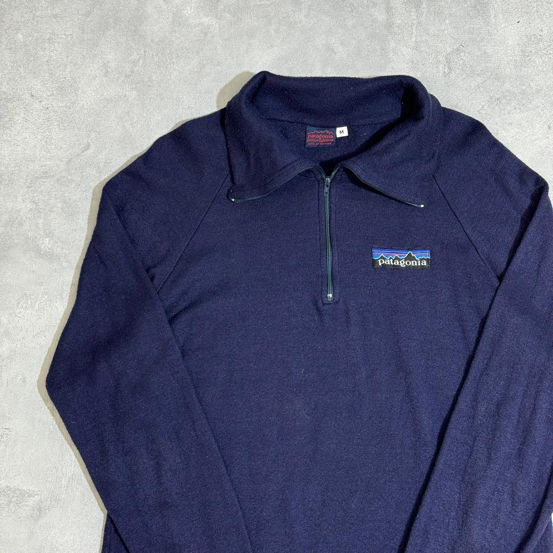 80s デカタグ Patagonia パタゴニア ネイビー　パイル DM848