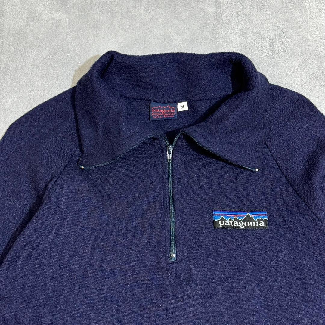 80s デカタグ Patagonia パタゴニア ネイビー　パイル DM848