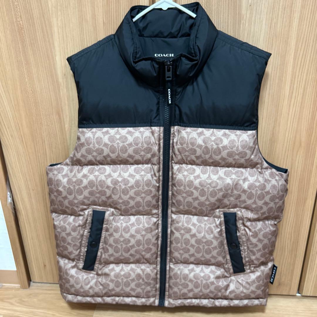 最終値下げ！COACH ダウンベスト Lサイズ ブラック/ベージュ