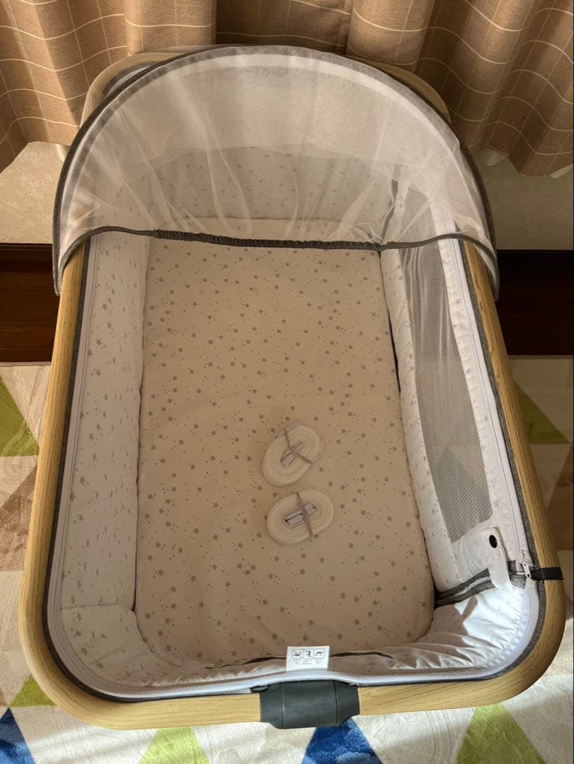 【美品】HZDMJ折りたたみベビーベッド　グレー