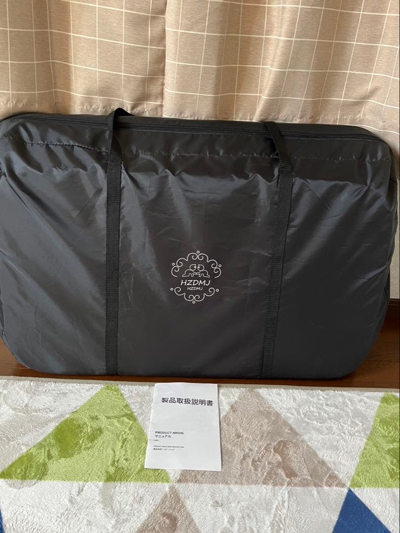 【美品】HZDMJ折りたたみベビーベッド　グレー