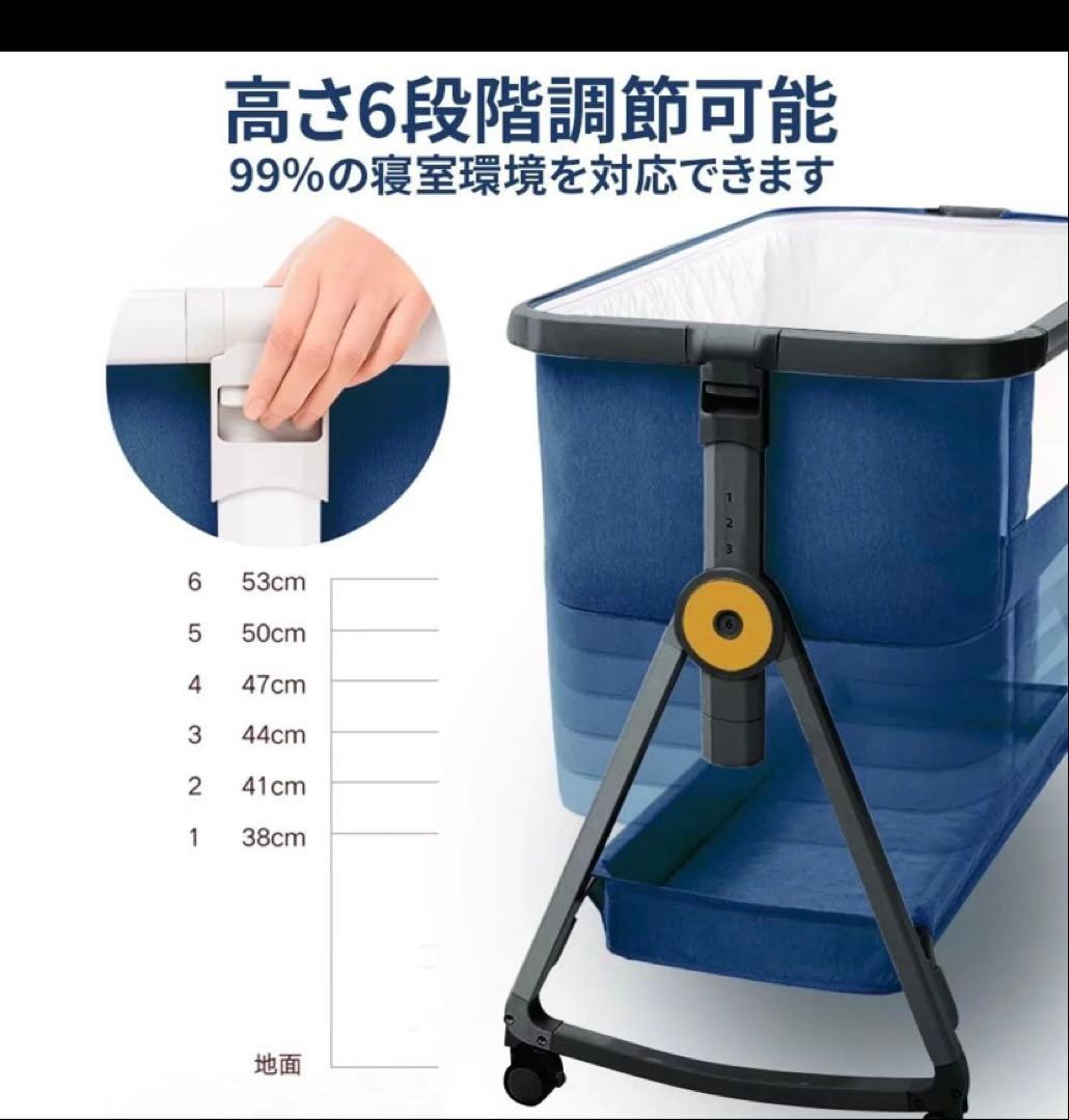 【美品】HZDMJ折りたたみベビーベッド　グレー