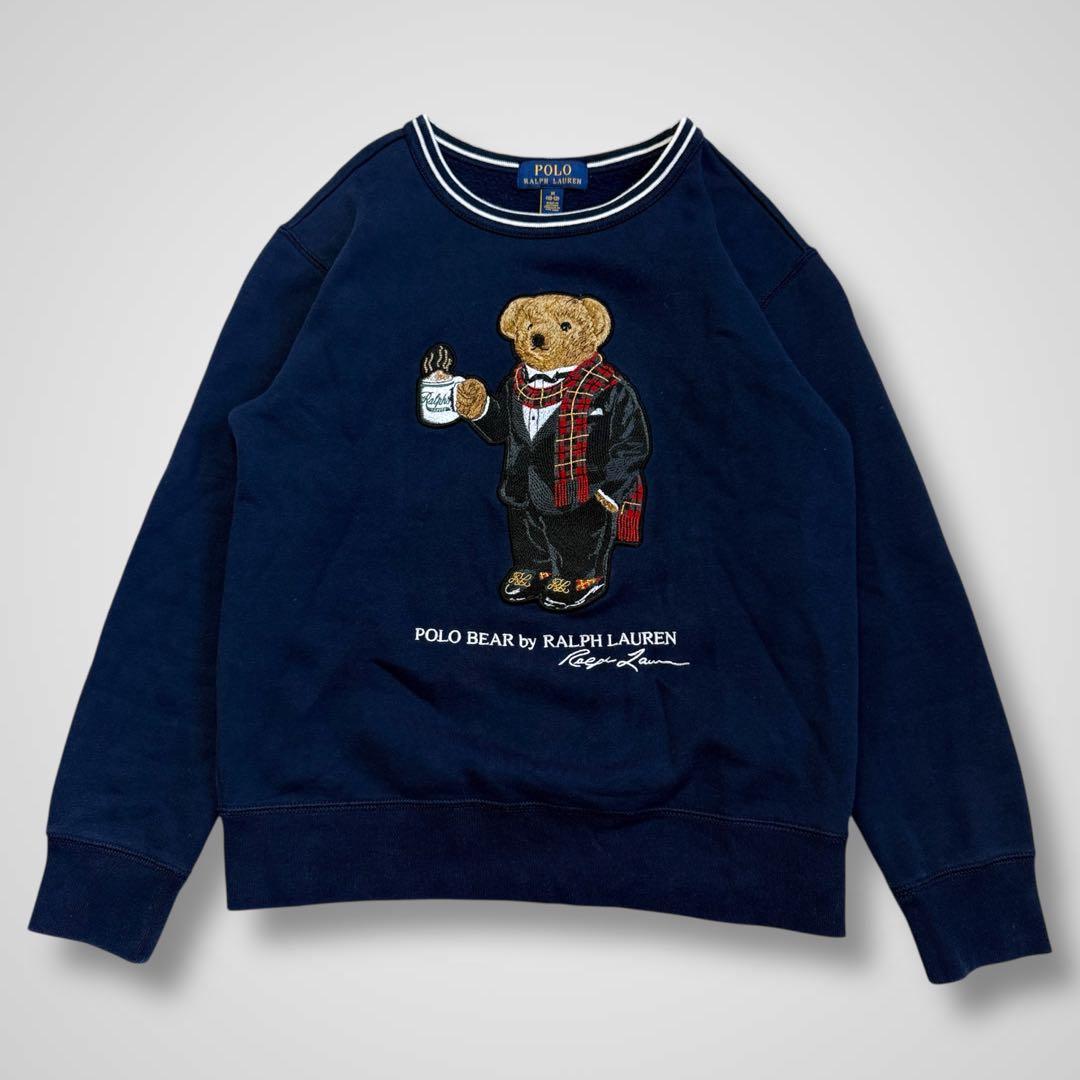 美品 現行QRタグ ポロベア ポロラルフローレン スウェット POLO ネイビー