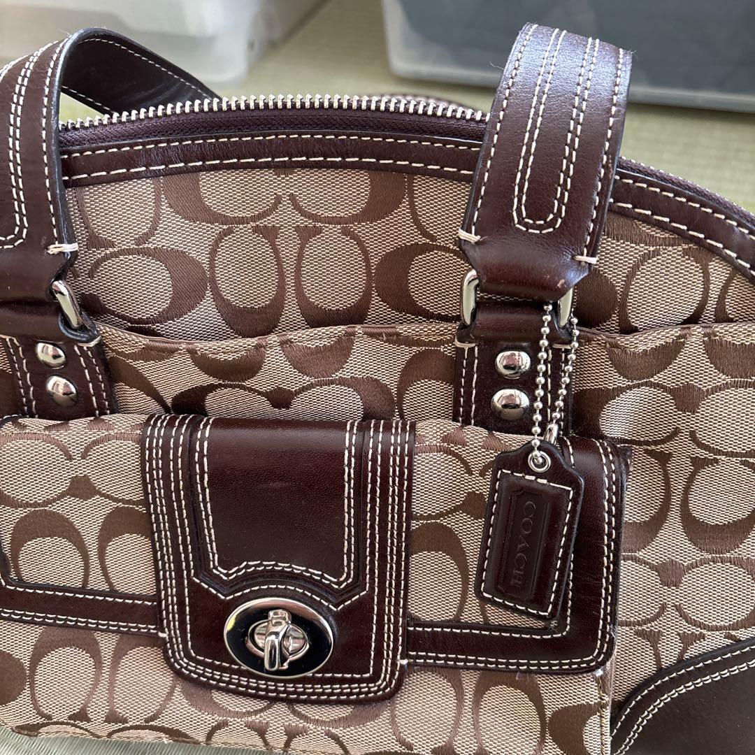 COACH ベージュ ブラウン ハンドバッグ