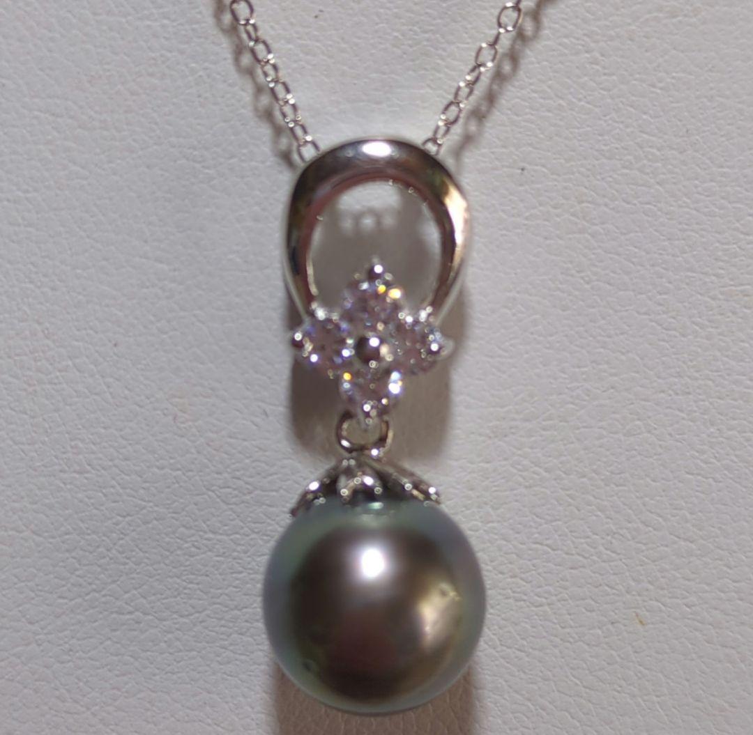 kako　高級 タヒチ黒蝶真珠 ネックレス 絶品テリホースシューデザイン