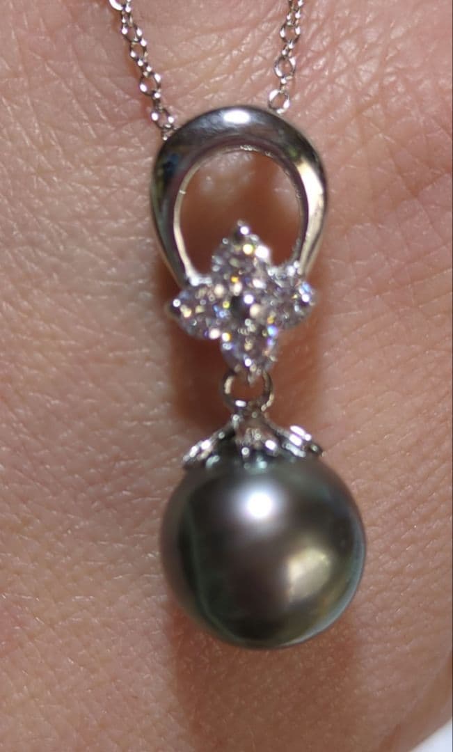kako　高級 タヒチ黒蝶真珠 ネックレス 絶品テリホースシューデザイン
