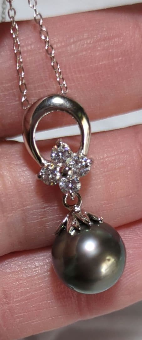 kako　高級 タヒチ黒蝶真珠 ネックレス 絶品テリホースシューデザイン