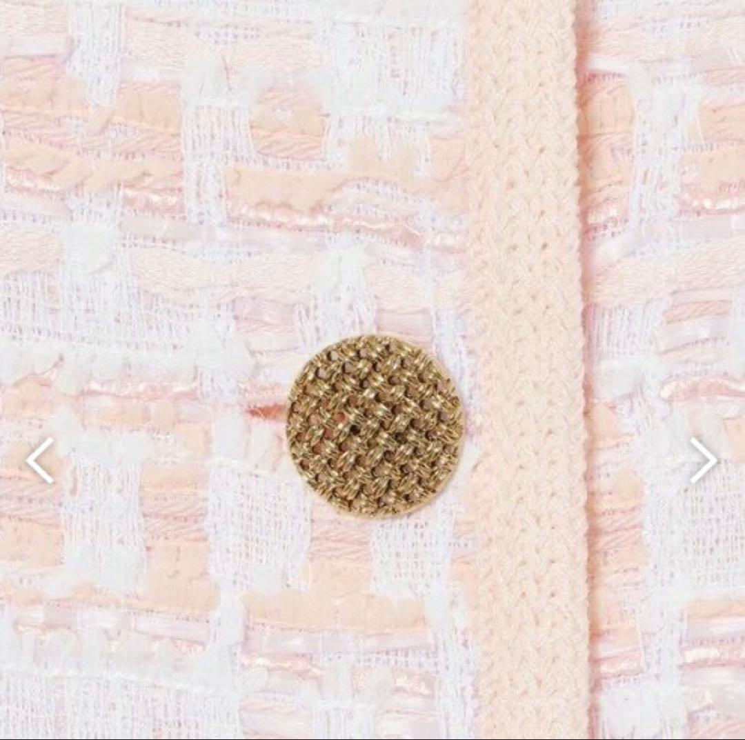 【ANAYI】新品未使用　25SS　サーモンピンクツイードコンビカーディガン