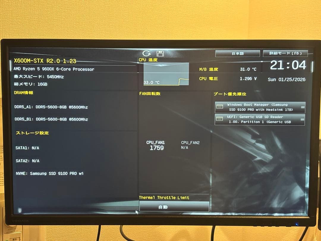 Ryzen 5 9600X✕ DeskMini X600 ×高速SSD