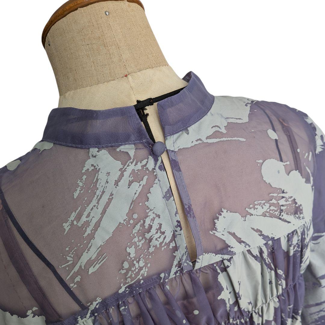 Ameri　RUBBER PAINT ART SHEER DRESS