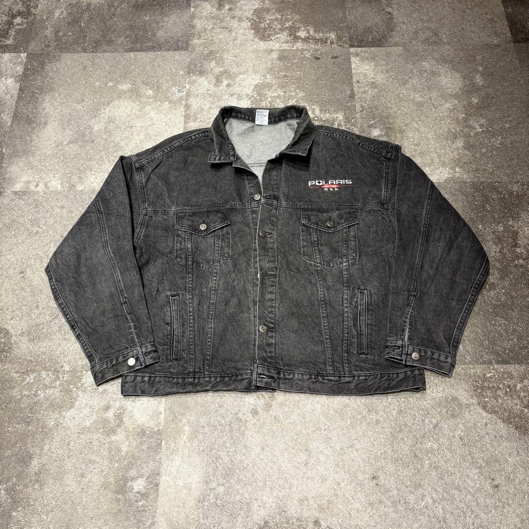 【SALE】USA製　デニムジャケット　黒　ブラック　2XL 先染め　短丈