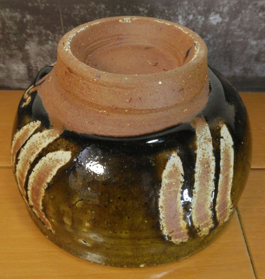 りー！本人書付共箱！人間国宝 金城次郎 指カキ茶碗 栞 共箱 美品 壺屋焼