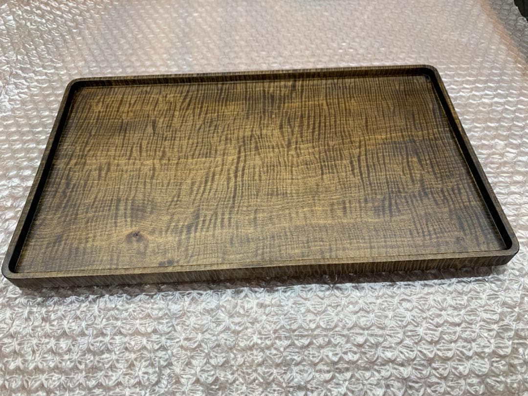 NO.1499　栃（トチノキ）　縮み杢　漆　お盆