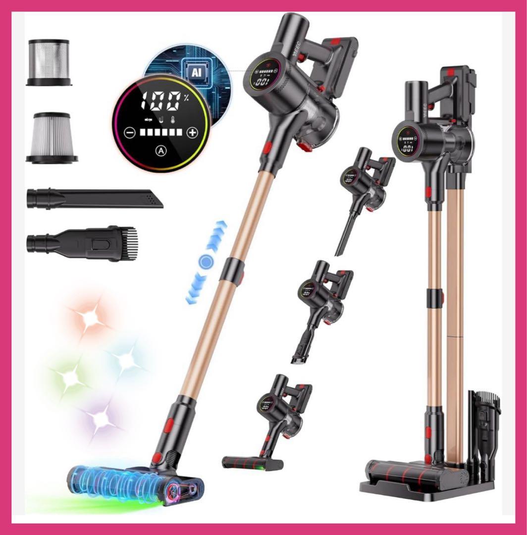 掃除機 コードレス 独立モーター自走式 80Kpa超強力吸引 軽量