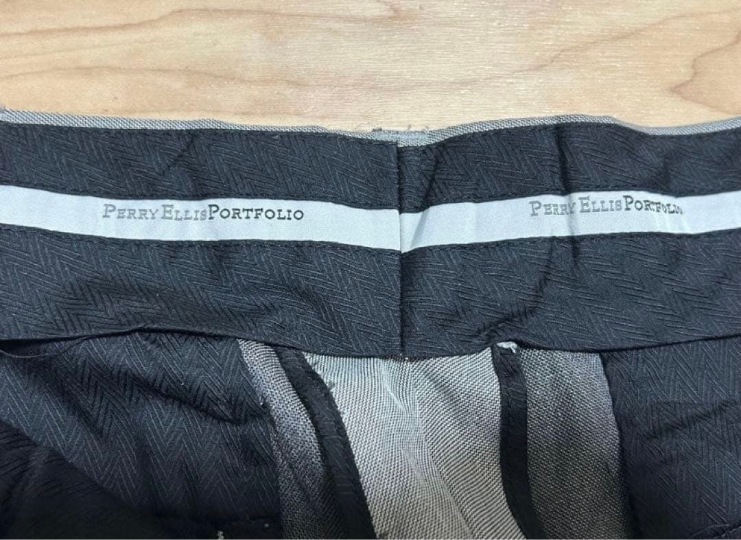 90s Perry Ellis portfolio スラックス グレー レーヨン