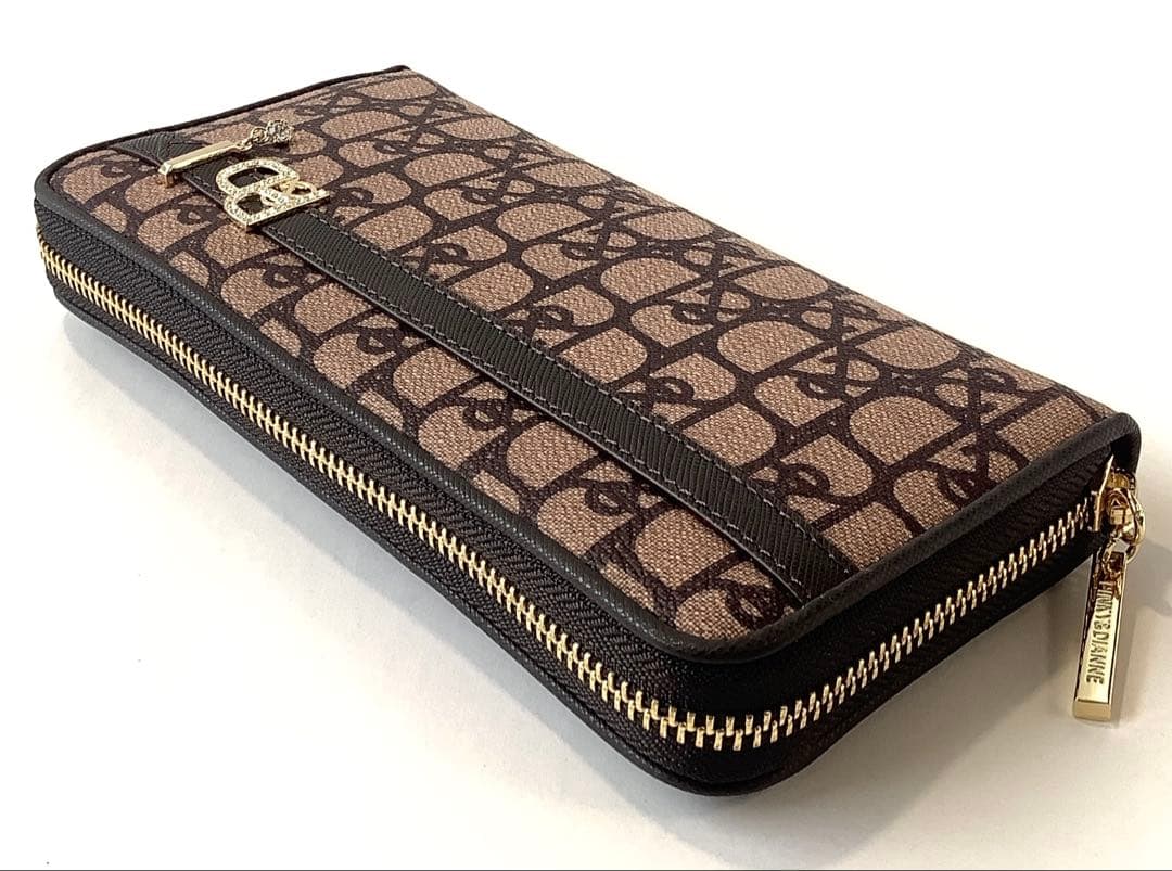 新品★ピンキー＆ダイアン★パドロック ラウンドファスナー長財布★ブラウン茶