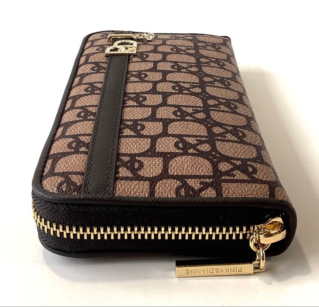新品★ピンキー＆ダイアン★パドロック ラウンドファスナー長財布★ブラウン茶