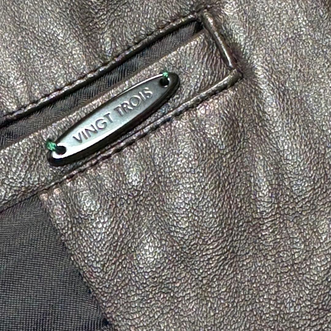 【美品】23区 オンワード樫山 ラムレザー テーラードジャケット Lサイズ