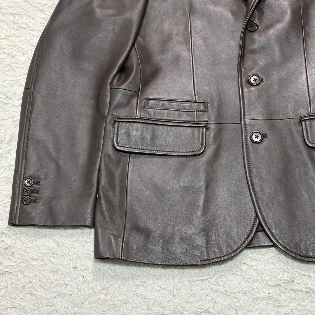 【美品】23区 オンワード樫山 ラムレザー テーラードジャケット Lサイズ