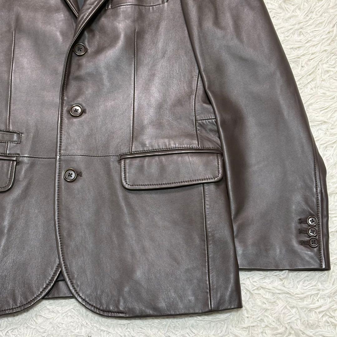 【美品】23区 オンワード樫山 ラムレザー テーラードジャケット Lサイズ