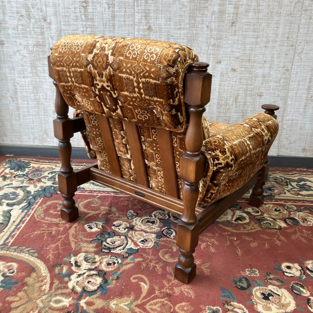 昭和レトロ マルニ 花柄ベロアチェア 一人掛けソファ アームチェア アンティーク