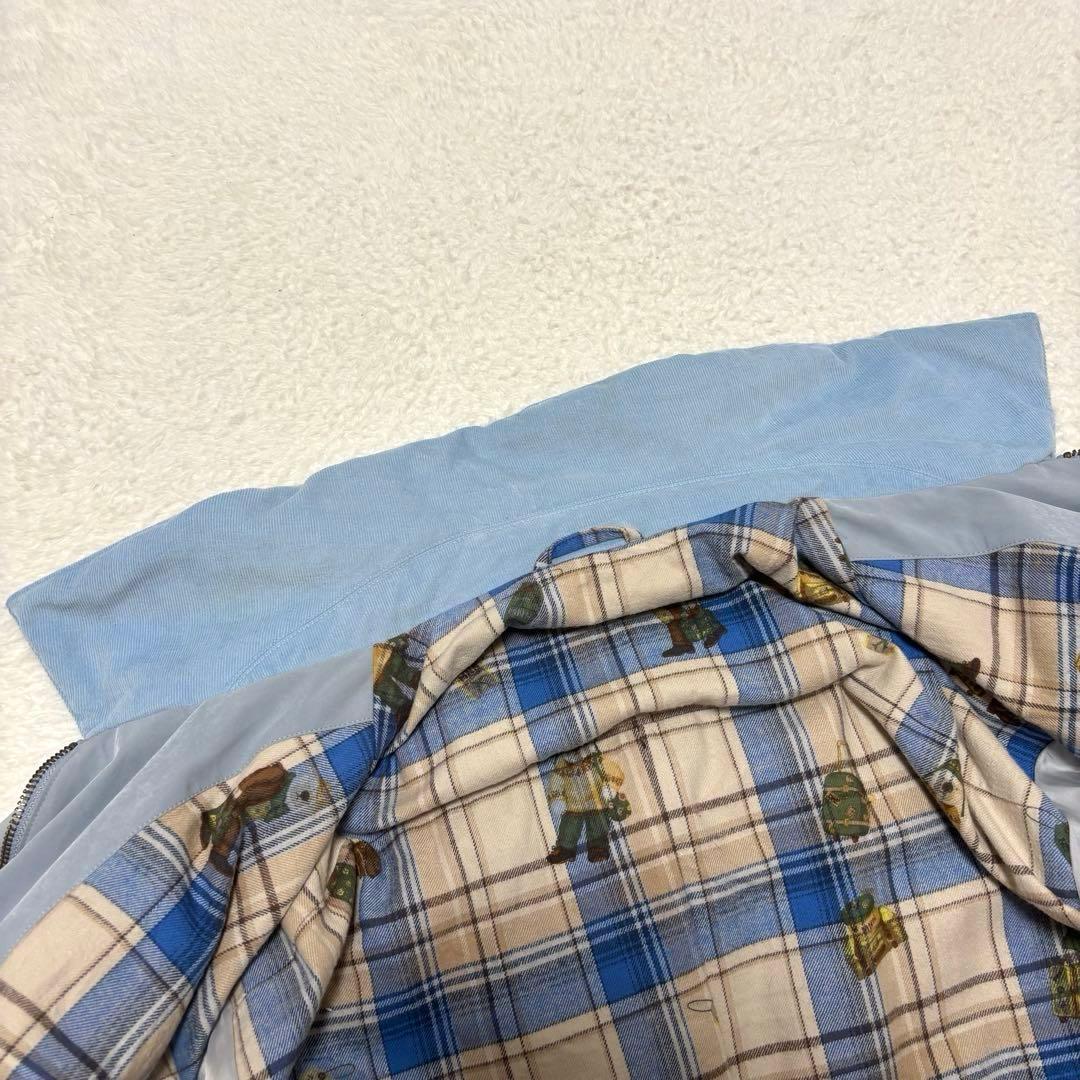 希少 PAPAS ダウンジャケット パパスベア柄 ロゴ刺繍 ライトブルー