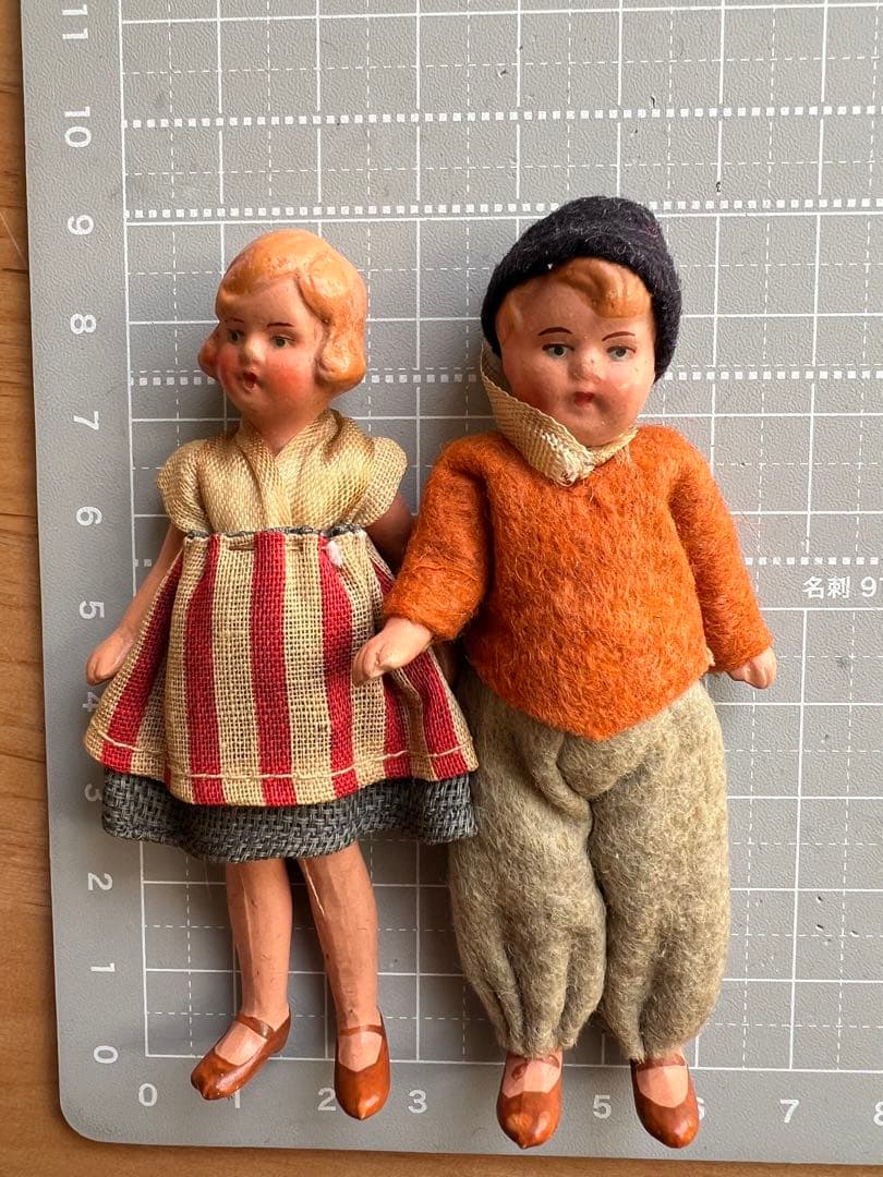 【アンティーク】ドイツ製ビスクドール 9cm 2体セット