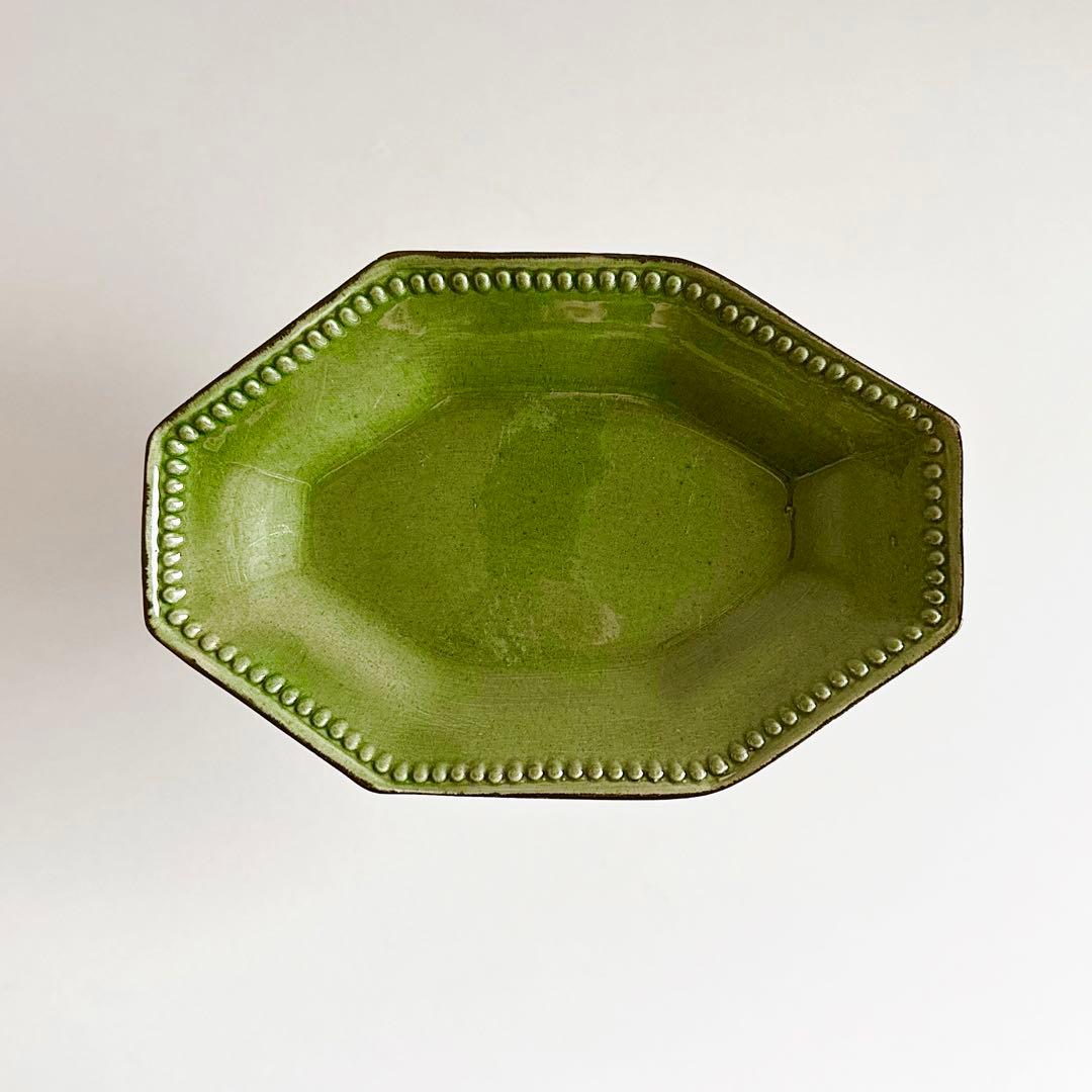 オクトゴナル ラヴィエ フランス 南仏陶器 緑釉 C