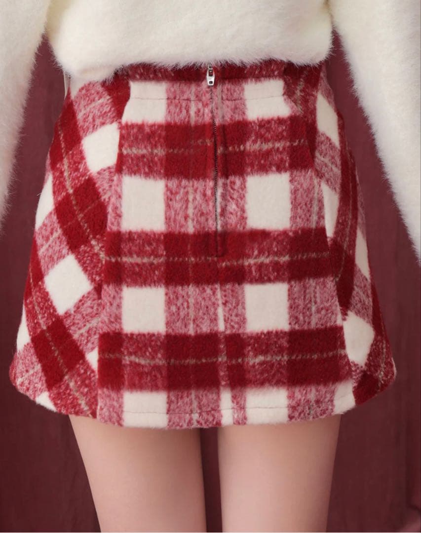 スカート M meeme Light shaggy check miniskirt