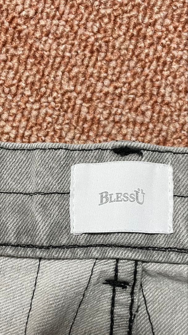 BLESSU ストライプ ワイドパンツ グレー